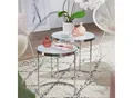 Produktbild: FineBuy Beistelltisch 2tlg Rund Wohnzimmertisch Weiß Glas Couchtisch Silber