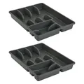 Produktbild: Engelland 2 x Besteckkasten Besteckkorb mit 6 Fächern, Kunststoff, BPA-frei, Farbe: Anthrazit, Maße: 38 x 29 x 5 cm