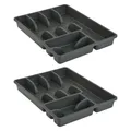 Produktbild: ENEGELLAND 2 x Besteckkasten Besteckkorb mit 6 Fächern 38 x 29 x 5 cm Anthrazit