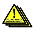 Produktbild: PENTATECH Warnschild PENTATECH 40201 Warnaufkleber Achtung Alarmgesichert Sprachen Deutsch