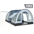 Produktbild: CampFeuer Zelt TunnelX für 4 Personen, Grau/Blau, Tunnelzelt mit 3 Eingängen, 5000 mm Wassersäule - Grau/Blau