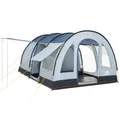 Produktbild: CampFeuer Zelt TunnelX für 4 Personen | Grau/Blau | Tunnelzelt mit 3 Eingängen | 5000 mm Wassersäule | Vernähte Bodenplane, Moskitonetz & Sichtschutz | Für Camping, Festivals & Familienausflüge