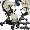 Produktbild: tectake® Buggy Kinderwagen von 0 bis 3 Jahre, Wagen für Baby Erstausstattung Neugeborene und Kinderbuggy mit Sonnenverdeck, einhändig faltbarer Reisebuggy, Reisekinderwagen, Baby Wagen - grau/beige