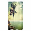 Produktbild: hawaiisch Schmaler Duschvorhang Palme Rocky Shore