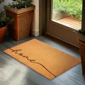 Produktbild: BRUBAKER Fußmatte für Außen und Innen - Home - 45 x 75 cm Schmutzfangmatte aus 100% Kokos - Antirutsch Fußabtreter Wetterfest und rutschfest - Outdoor Türvorleger für Haustür - Braun