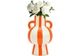 Produktbild: matches21 HOME & HOBBY Dekovase Blumenvase bunt gestreift, orange weiß in Ø 15x24 cm (1 St), Moderne Keramik Vase als Wohnzimmerdeko