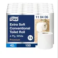 Produktbild: Tork extra weiches Kleinrollen Toilettenpapier Weiß T4, Premium, 4‑lagig, 42 נ150 Blatt, 110406