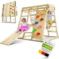 Produktbild: Juskys Maxi Klettergerüst für Kinder - Rutsche, Kletterwand & Schaukel - Natur