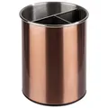 Produktbild: APS 11747 Besteckbehälter, drehbar, Ø 13 cm, Höhe 16,5 cm, möbelschonende Unterseite, herausnehmbarer Einteiler (3 Fächer), Edelstahl, Kupfer-Look