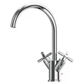Produktbild: Steinberg Waschtisch-Zweigriffarmatur mit Ablaufgarnitur, Ausladung 155mm, chrom, 1 Stk. - Silber