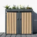 Produktbild: Westmann Metall Mülltonnenbox, Mülltonnenverkleidung für 2 Mülltonnen, 240 l inkl. Pflanzkastendach,anthrazit,134 x 84 x 125 cm (B x T x H)