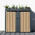 Produktbild: Metall Mülltonnenbox, Mülltonnenverkleidung Für 2 Mülltonnen, 240 L Inkl. Pflanzkastendach, Anthrazit, 134 X 84 X 125 Cm (b X T X H) - Westmann