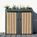 Produktbild: Westmann Metall Mülltonnenbox, Mülltonnenverkleidung für 2 Mülltonnen, 240 l inkl. Pflanzkastendach, anthrazit, 134 x 84 x 125 cm (B x T x H)