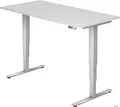Produktbild: HAMMERBACHER Schreibtisch Schreibtisch 160x80x62-127cm weiß/silber elektrisch höhenverstellbar