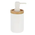 Produktbild: Seifenspender Lotionspender 280 ml weiß 7,5x7,5x17cm Polyresin Bambus Badezimmer