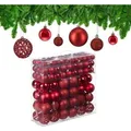 Produktbild: Relaxdays - Weihnachtskugeln im 150er Set, glitzernde, matte & glänzende Christbaumkugeln, Kunststoff, ∅ 3, 4 & 6 cm, rot