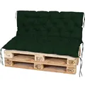 Produktbild: TexDeko® Garden Palettenauflage 120x60cm mit Rückenlehne wasserabweisend UV - beständig Premium Sitzkissen gesteppt für Europaletten Palettenkissen Palettenpolster (Dunkelgrün)