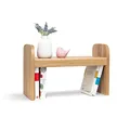 Produktbild: Rikmani Standregal Tischregal Eiche Bücherregal Holzregal stehend Tisch Regal Ordnungssystem Verstellbarer Organizer Holz für Büro, Wohnzimmer, Küche, Bad OLI 40 cm Natur