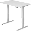 Produktbild: Schreibtisch ULM, elektrisch höhenverstellbar, Rechteck, T-Fuß, B 1200 x T 800 x H 625-1275 mm, weiß/weißalu + Memoryschalter 106743