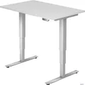 Produktbild: HAMMERBACHER Schreibtisch Schreibtisch 120x80x62-127cm weiß/silber elektrisch höhenverstellbar