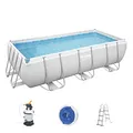 Produktbild: Bestway Power Steel Frame Pool-Set mit Sandfilteranlage 404 x 201 x 100 cm, lichtgrau, eckig
