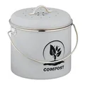 Produktbild: Relaxdays Komposteimer Küche, 3,5 Liter, 2 Aktivkohlefilter, mit Deckel, Henkel, Eisen, runder Biomüllbehälter, grau