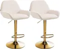 Produktbild: CLP 2er Set Barhocker Braga Samtbezug Gold-Gestell I höhenverstellbar und 360 drehbar I moderner Barstuhl mit Fußstütze für Küche und Bar, Farbe:Creme