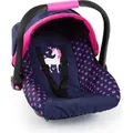 Produktbild: Bayer Design 67954AA Puppenautositz mit Dach, einstellbarem Sitz, für Puppen bis 46 cm, blau, rosa, Einhorn