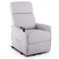 Produktbild: Fernsehsessel mit Aufstehhilfe, Relaxsessel mit Liegefunktion, elektrisch verstellbar, bequeme Polsterung,Webstoff, Hellgrau, Raburg Ida