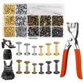 Produktbild: 360 Set Leder Nieten Set Doppelkappe Hohlnieten mit Nietenzange und Lochzange...