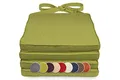 Produktbild: sunnypillow 4er Set Stuhlkissen 40 x 45 x 5cm | Polsterauflage Auflage für Stühle/Rattanstühle | Stuhlauflage mit Schleifenbändern | Indoor/Outdoor | Grün |