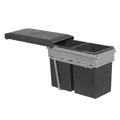 Produktbild: Hailo Abfallsammler 3663101 Tandem 2x 15 Liter Schwarz | Einbau-Abfallsystem für Schränke | Küchen-Mülleimer mit Mülltrennung | Abfalleimer für Schrankküche | Passend in vorhandenen 30cm Schrankauszug