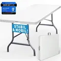 Produktbild: Casaria® Gartentisch 220x68cm Klappbar Wetterfest Tragegriff Stabil Kunststoff Balkon Garten Terrasse Camping Klapptisch Campingtisch Buffettisch Weiß