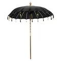 Produktbild: Oriental Galerie Bali Sonnenschirm Balinesischer Schirm Garten Baumwolle Handarbeit ideal für Balkon Dekoschirm 2-teilig ca. 130 Ø cm Variante, 130er Schirme:Schwarz