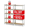 Produktbild: EASYmaxx Schwerlastregal 2er-Set 180x90x40 cm, 2-tlg., Kellerregal, Lagerregal mit 10 verstellbaren Ablagen