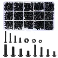 Produktbild: 500 Stk. Schrauben und Muttern Sortiment Set, schwarze Innensechskant , PTFE (Polytetrafluorethylen), M3/M4/M5 Gewindemaschinen Sechskantschrauben Dübel