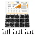 Produktbild: Schrauben und Muttern Sortiment Set 500 Stk. Innensechskant M3-M5 PTFE schwarz