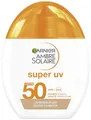 Produktbild: Garnier Ambre Solaire Super UV UV-Water-Fluid LSF 50 – Getönte Sonnencreme für das Gesicht – 12h Frische & Dry-Touch Effekt – Zieht schnell ein, strahlender Glow & nicht fettend – 40ml