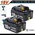Produktbild: 2x 5000mAh Akku Für Makita Akku 18V 5.0Ah BL1860B BL1850B BL1840 BL1830B LED
