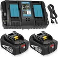 Produktbild: 2x 18V 5,0Ah für Makita BL1860B BL1850 197422-4 BL1830 LED Akku UND  Ladegerät
