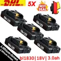 Produktbild: 18V  BL1830 3.0Ah Li-ion Ersetzen für Makita Akku 18V BL1890 BL1860 5X