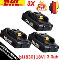 Produktbild: 18V  BL1830 3.0Ah Li-ion Ersetzen für Makita Akku 18V BL1890 BL1860 3X