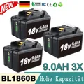Produktbild: 3X 9Ah für Makita Akku 18V BL1860B BL1850B BL1830 BL1860 BL1890 Ersatzakku LED