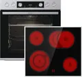 Produktbild: Gorenje Steel Set 4 Einbauherd - Set mit Glaskeramik-Kochfeld mit Edelstahlrahmen - 77L XXL Volumen - GentleClose & -Open - AirFry - PizzaMode - ChildLock - PerfectGrill - Teleskopauszüge - Schwarz
