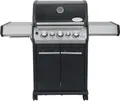Produktbild: SANTOS Gasgrill S-318 Schwarz mit 3 Hauptbrenner, Infrarotseitenbrenner & Heckbrenner | inkl. Drehspieß, Rostheber & Silikonablage | Schwarz/Silber
