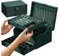Produktbild: soulima Schmuckkasten Schmuckschatulle Etui Schmuckbox (Spar-Set, 1 St., sichere Aufbewahrung), 8 Kettenaufhänger, 15 Ringplätze, 18 Ohrringplätze, Uhrenfach