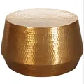 Produktbild: FineBuy Design Couchtisch rund 60 cm aus Metall Gold - Handgefertigter Aluminium Wohnzimmertisch Hammerschlag - Orientalischer Alu Beistelltisch