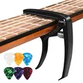 Produktbild: Kapodaster für Gitarre Capo Gitarren mit 6 Plektren, Capodaste Gitarre für Ukulele Westerngitarre E-Gitarre, Metall Schwarz