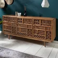 Produktbild: Massives Sideboard MARRAKESCH 160cm Mangoholz mit Verzierung Boho Stil Kommode
