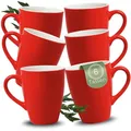 Produktbild: matches21 HOME & HOBBY Kaffeetassen 6er Set aus Keramik 340ml - Teetassen für 6 Personen in Rot, Kaffeebecher Spülmaschinenfest